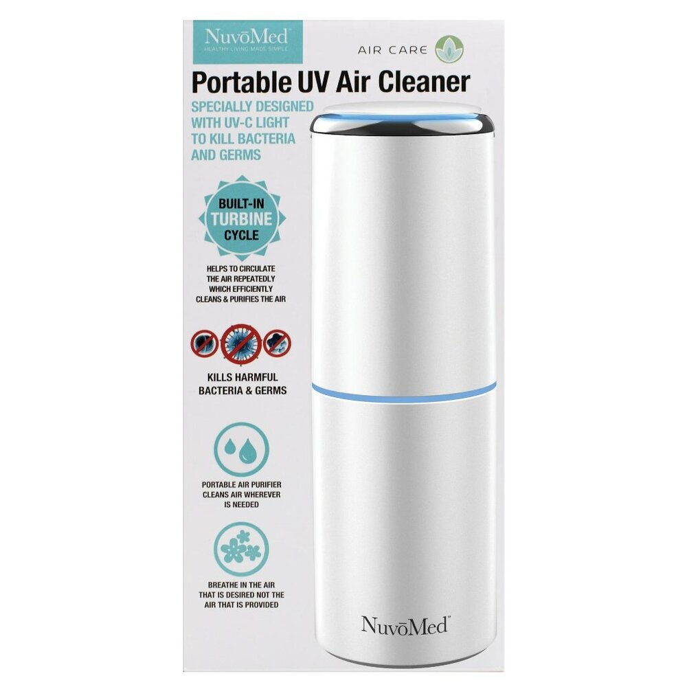 Portable Filterless UV-C Air Purifier USB Powered by NuvoMed in White